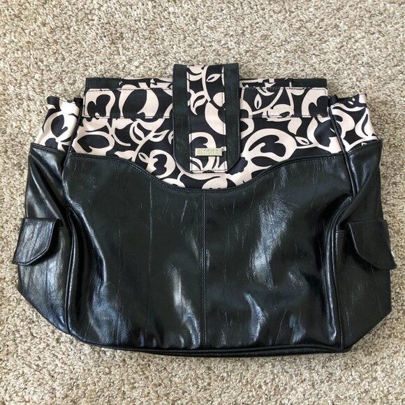 Miche Vanessa Black/White Floral Print Magnetic Close Purse Shell - Picture 1 of 9